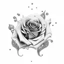 rose with black pagan cat  tattoo design idea