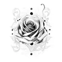 rose with black pagan cat  tattoo design idea