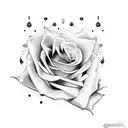 rose with black pagan cat  tattoo design idea