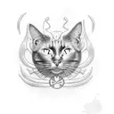  black pagan cat  tattoo design idea