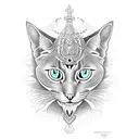  black pagan cat  tattoo design idea