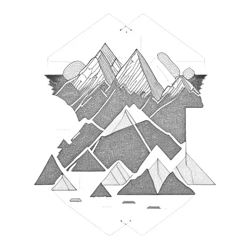 A geometric representation of Colorado's iconic mountain ranges tattoo design idea
