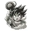 Child goku on the flying cloud with oreola on his head tattoo template. tattoo design idea