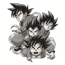 Child goku on the flying cloud with oreola on his head tattoo template. tattoo design idea