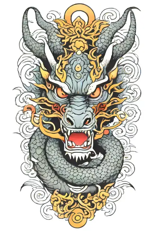 dragon with third eye  tattoo design idea