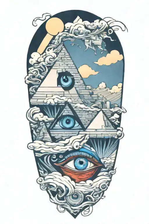 eye inside of pyramid tattoo design idea