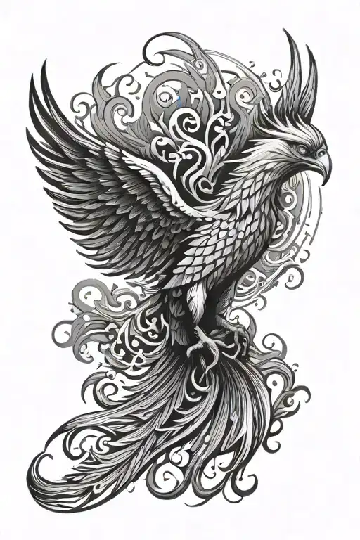 phoenix rising from the ashes tattoo design idea