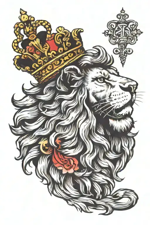 Dutch lion wearing a crown tattoo design idea