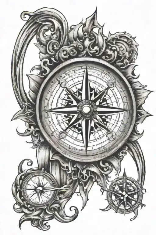 AA and compass tattoo design idea