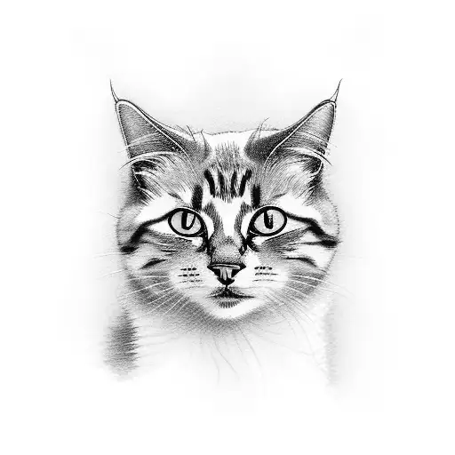 3 cat faces surrounded by flowers  tattoo design idea