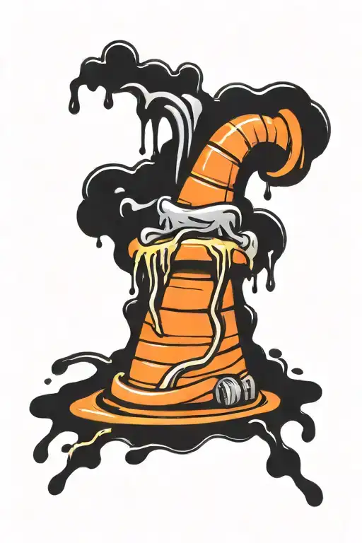 traffic cone melting tattoo design idea