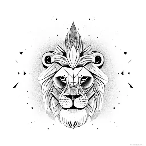 mayan pyramid and kid in a lion headress tattoo design idea