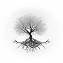 A bare tree with roots forming the numbers 8.31 tattoo design idea