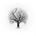 A bare tree with roots forming the numbers 8.31 tattoo design idea