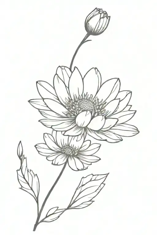 Daisy flower, poppy flower, aster flower, chrysanthemum flower  tattoo design idea