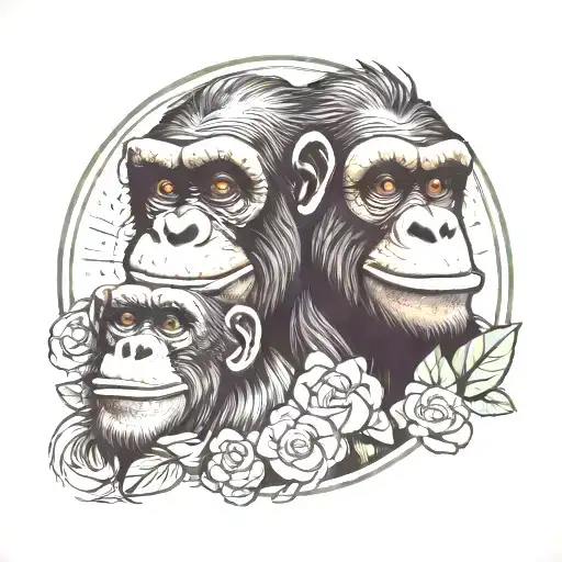 smiling chimpanzees  tattoo design idea