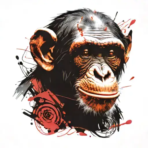 smiling chimpanzee head  tattoo design idea