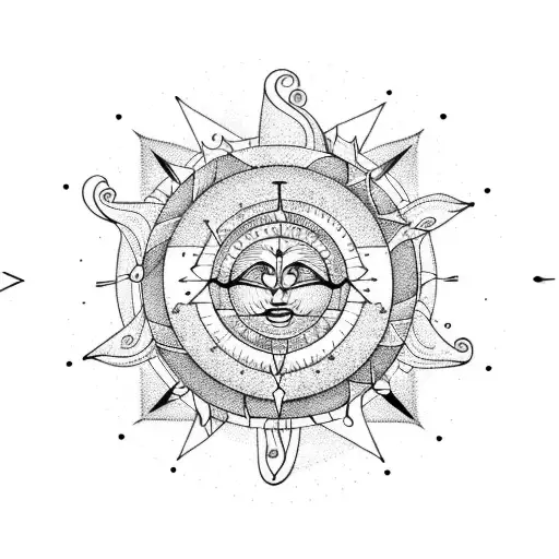 A libra constellation made of music notes with a sun and moon at each end tattoo design idea