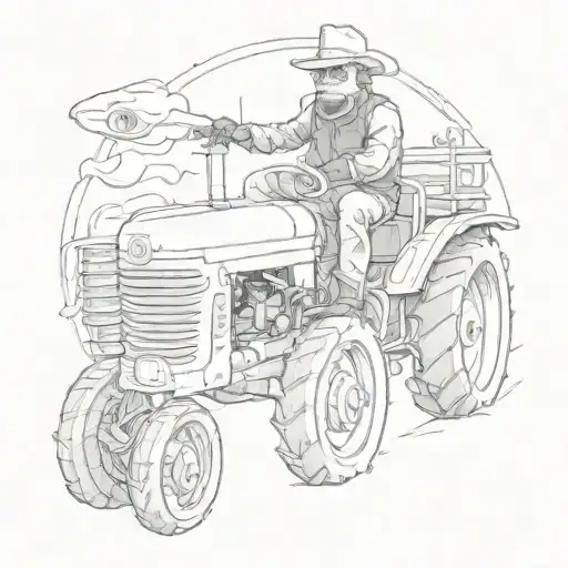 ghost riding a tractor tattoo design idea