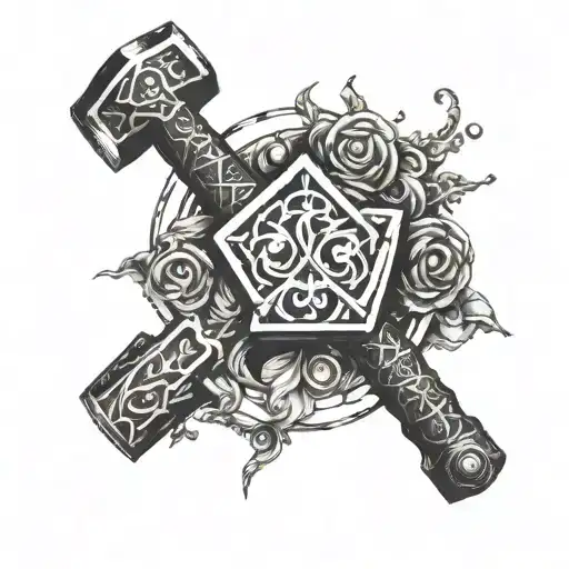 hammer with the phrase ignis aurum probat tattoo design idea