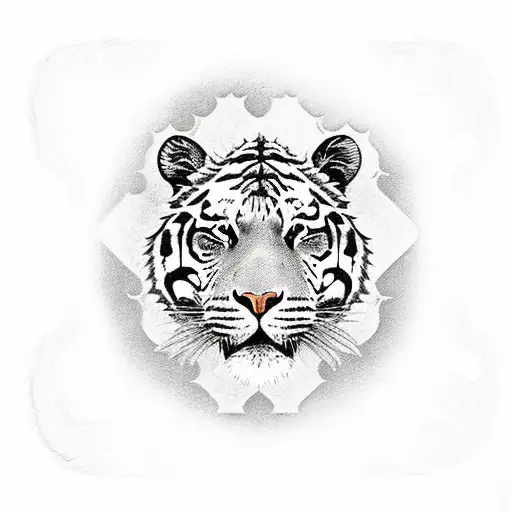 A tiger and a lion standing together, representing strength and courage tattoo design idea