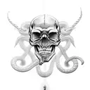 skull and snake tattoo design idea