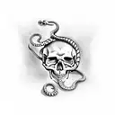 skull and snake tattoo design idea