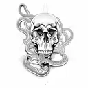 skull and snake tattoo design idea