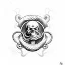 skull and snake tattoo design idea