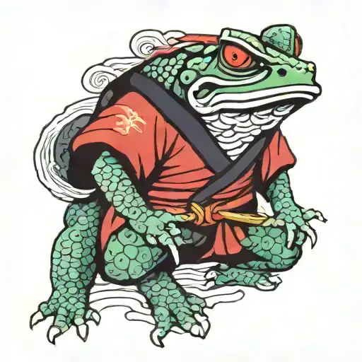 samurai frog tattoo design idea