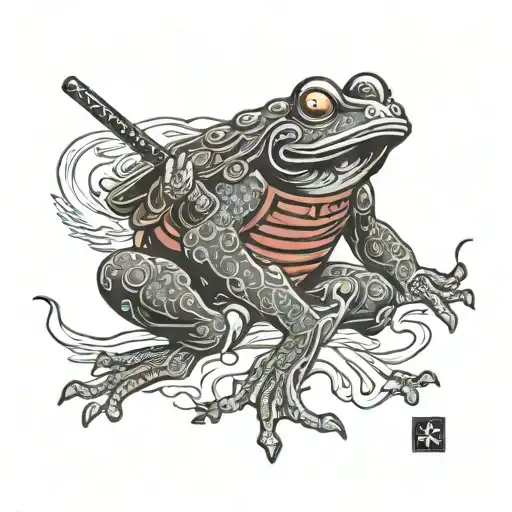 samurai frog tattoo design idea