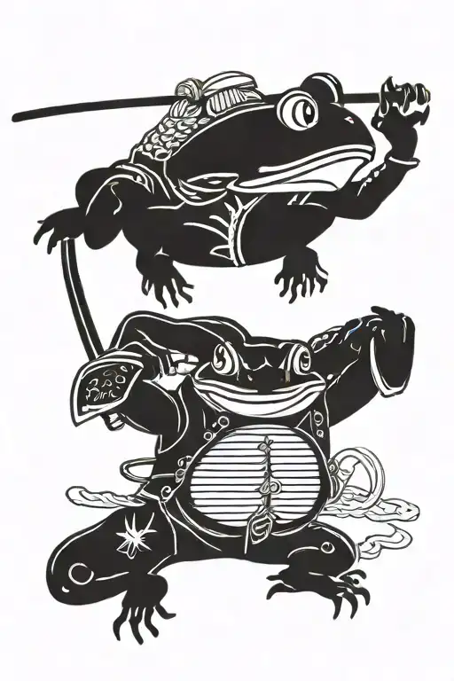 samurai frog jumping tattoo design idea