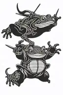 samurai frog jumping tattoo design idea