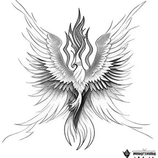 Incorporate a silhouette of a homeland landscape into a phoenix's wings, symbolizing the connection between memories and one's roots tattoo design idea