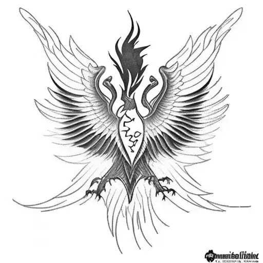 Incorporate a silhouette of a homeland landscape into a phoenix's wings, symbolizing the connection between memories and one's roots tattoo design idea