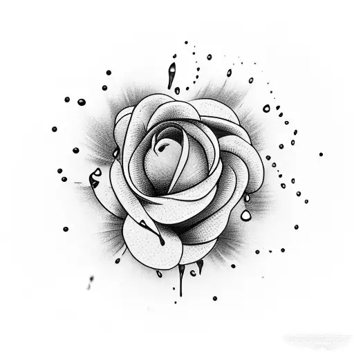 tear drops from eye watering flowers tattoo design idea