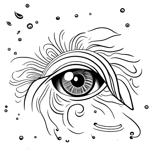 eye with tear drops watering flowers tattoo design idea