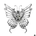 skeleton with butterfly wings tattoo design idea