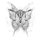 skeleton with butterfly wings tattoo design idea