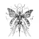 skeleton with butterfly wings tattoo design idea