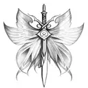 sword with butterfly wings tattoo design idea