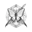 sword with butterfly wings tattoo design idea