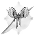 sword with butterfly wings tattoo design idea