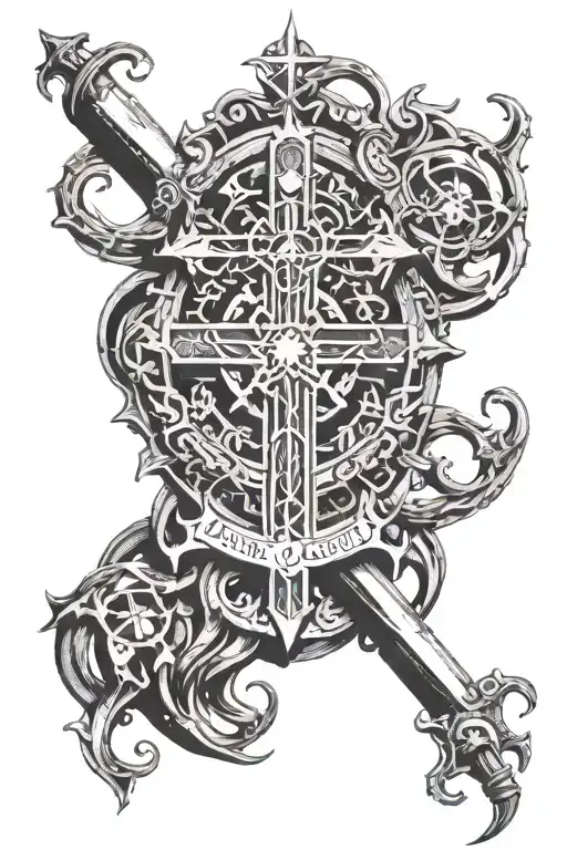 alpha omega cross ave Christus Rex  tattoo design idea
