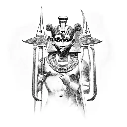 A tattoo of an ancient Egyptian deity wielding a sword tattoo design idea