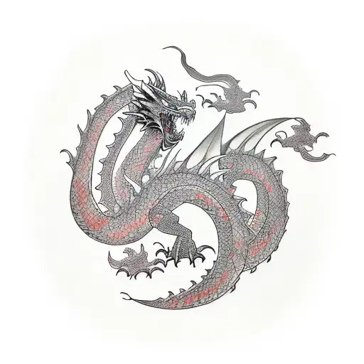 A tattoo depicting a fantasy RPG scene with dragons and magic tattoo design idea