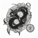 Gemini and Pisces tattoo design idea