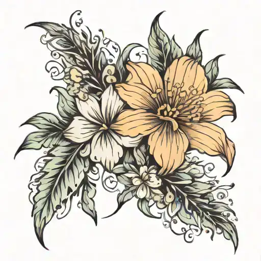 November and July birth flower in remembrance   tattoo design idea