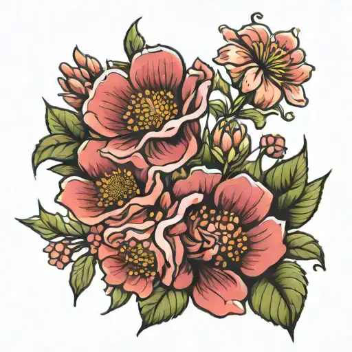 birth flower bouquet July November   tattoo design idea