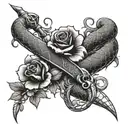 flowers snakes dagger intertwined tattoo design idea